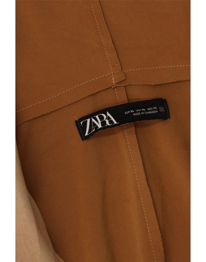 Sobretudo feminino Zara com capuz UK 18 XL bege