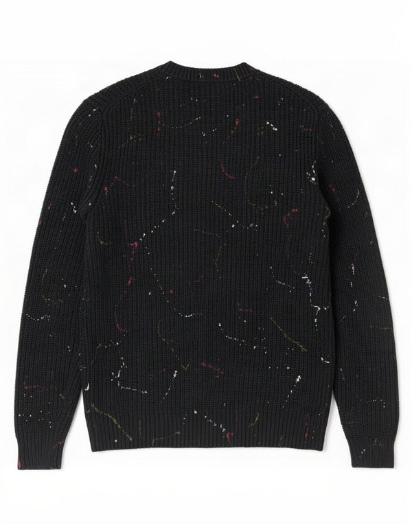 Zara Suéter masculino com gola redonda XL algodão manchado preto