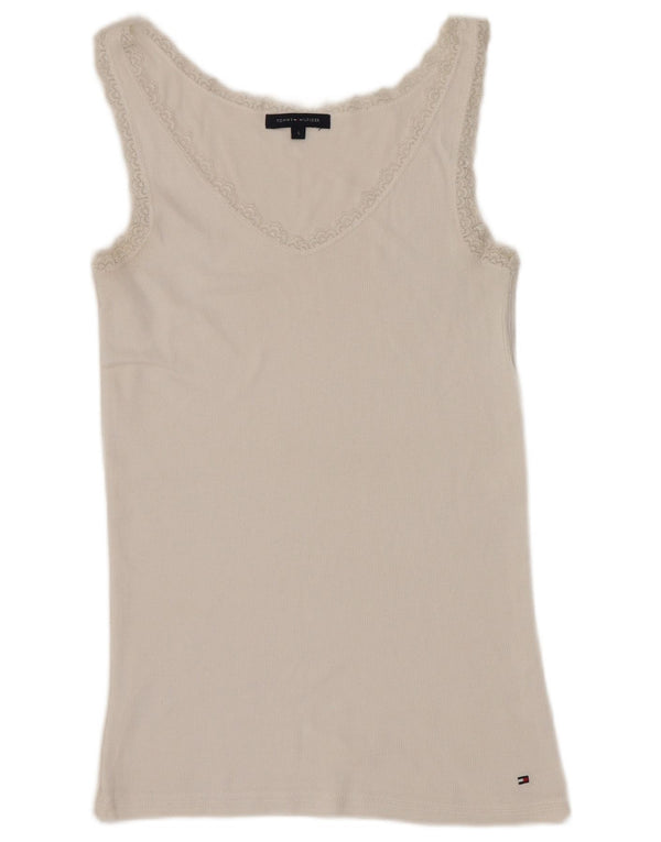 Tommy Hilfiger Colete Feminino Top UK 8 Pequeno Branco