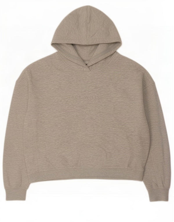 Suéter feminino Jack Wills com capuz oversized UK 8 pequeno cinza manchado
