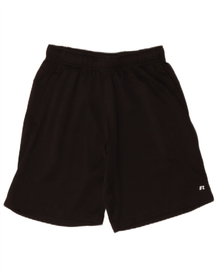 Shorts esportivos masculinos RUSSELL ATLÉTICOS pequenos de poliéster preto