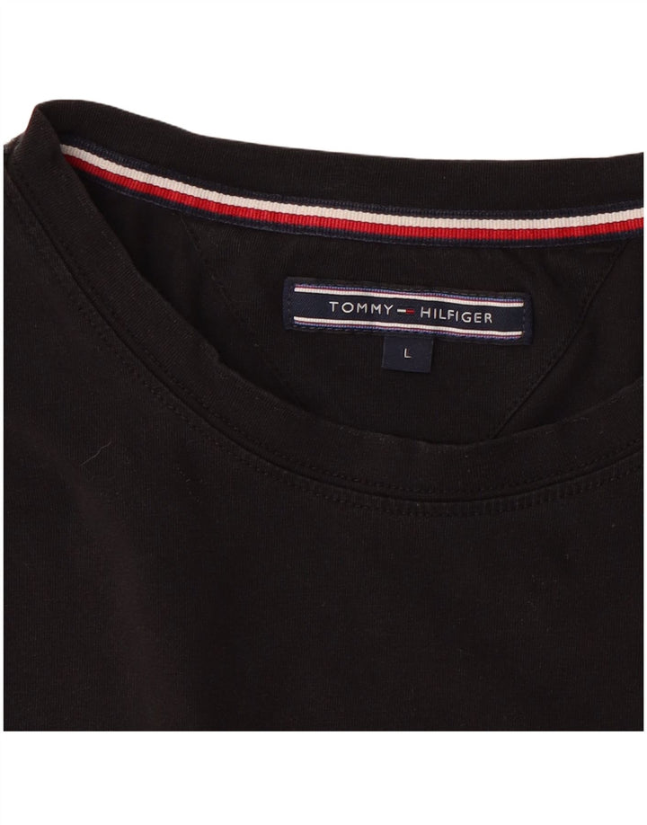 TOMMY HILFIGER Mens T-Shirt Top Large Black Cotton