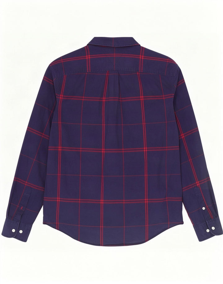 Camisa masculina Tommy Hilfiger grande algodão xadrez azul marinho