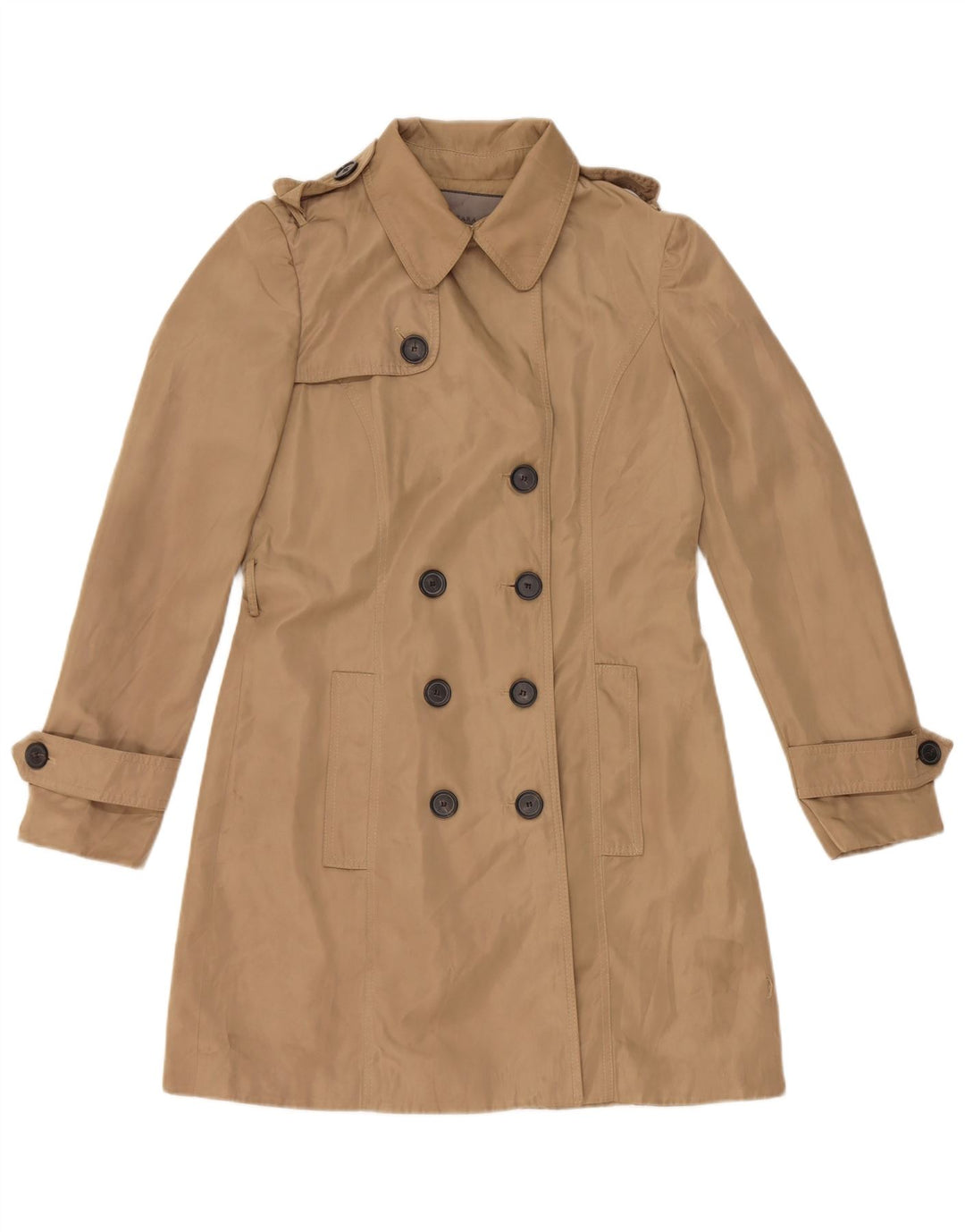 Zara Womens Trench Coat UK 14 Médio Bege Poliéster