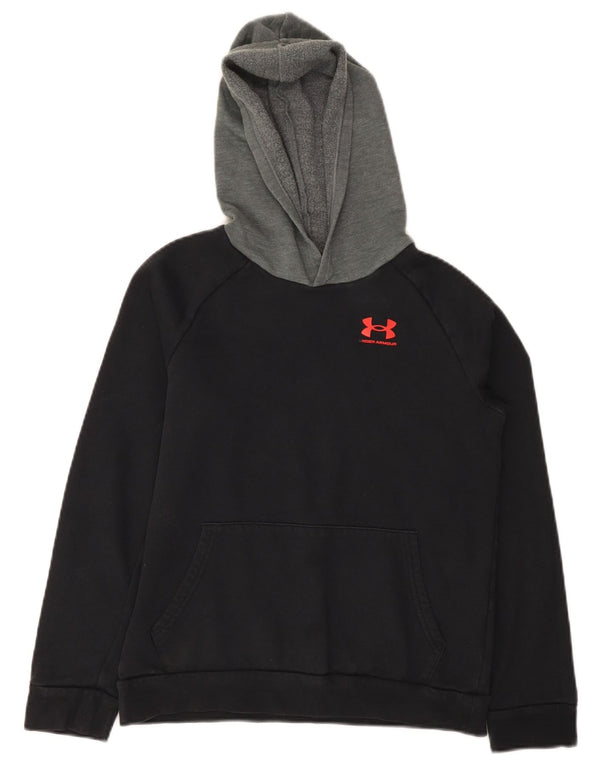 Suéter com capuz Under Armour Boys 11-12 anos grande preto colorblock algodão