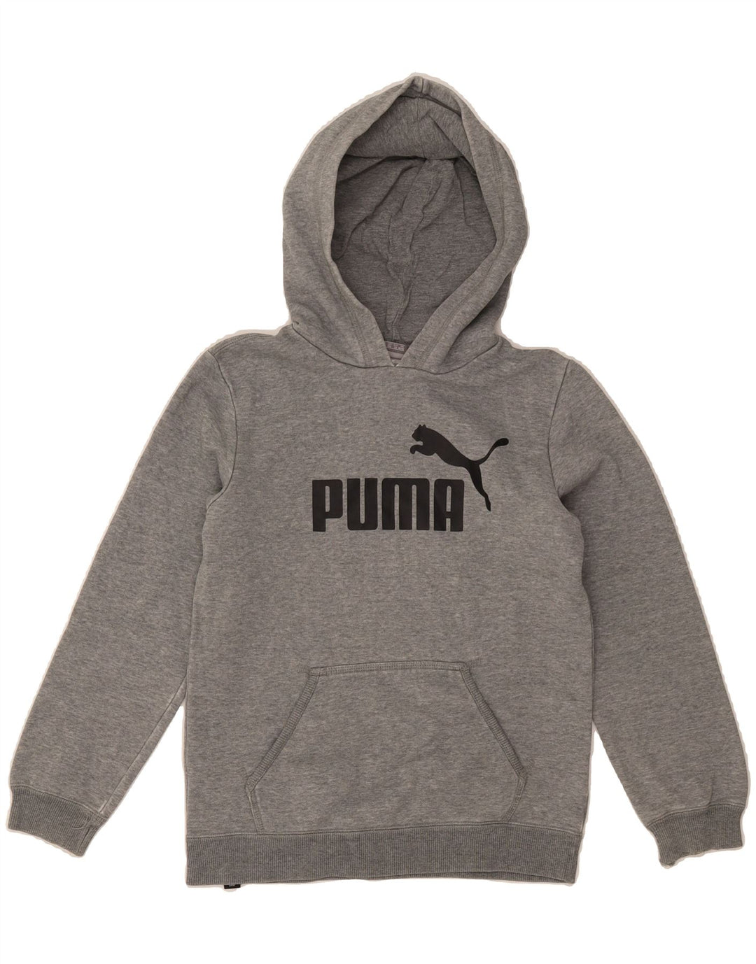 PUMA Boys Graphic Hoodie Jumper 11-12 Years Grey Cotton Vintage Puma and Second-Hand Puma from Messina Hembry 