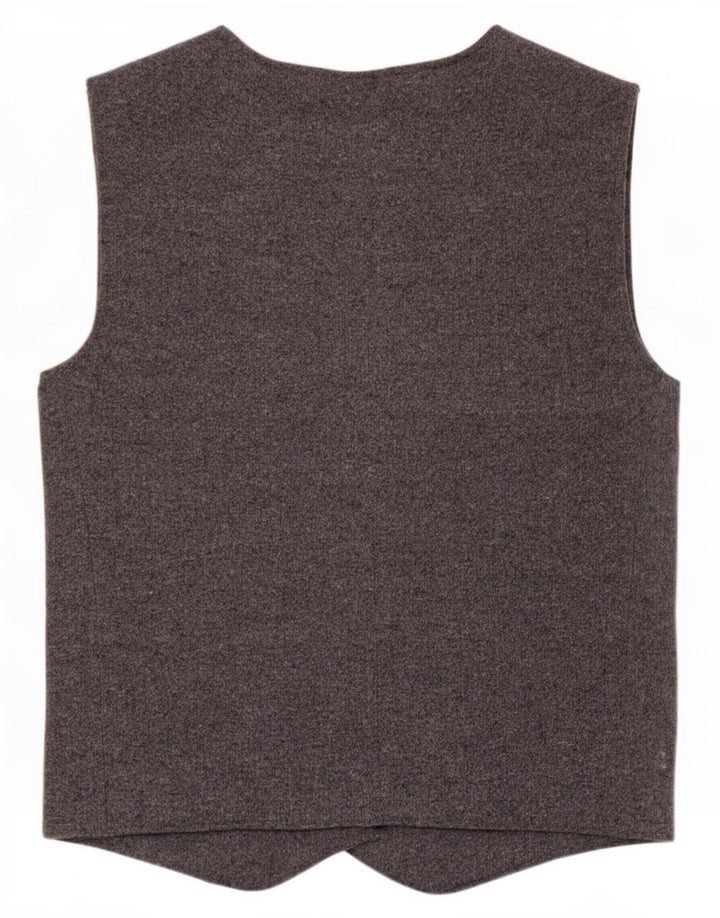 Zara Colete feminino de malha UK 12 poliéster cinza médio
