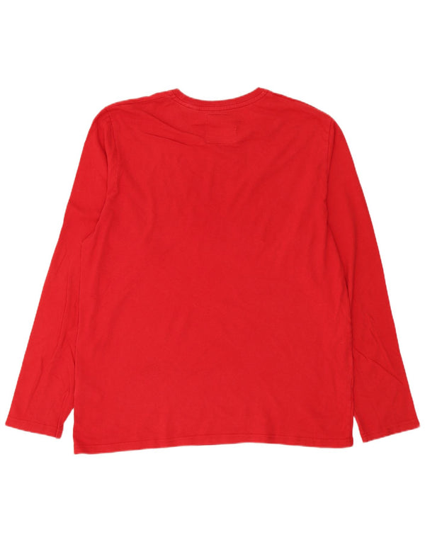 Superdry Mens Graphic Top Manga Longa 3XL Algodão Vermelho Moderno