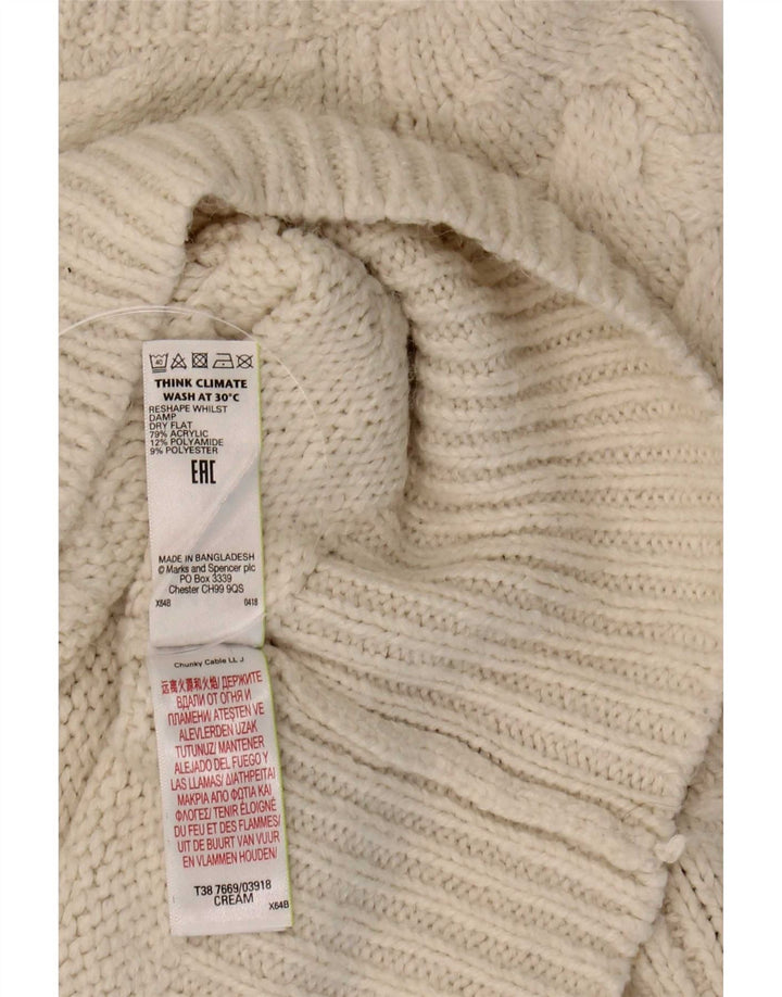 Suéter feminino Marks & Spencer com gola tartaruga Reino Unido 16 grande bege acrílico