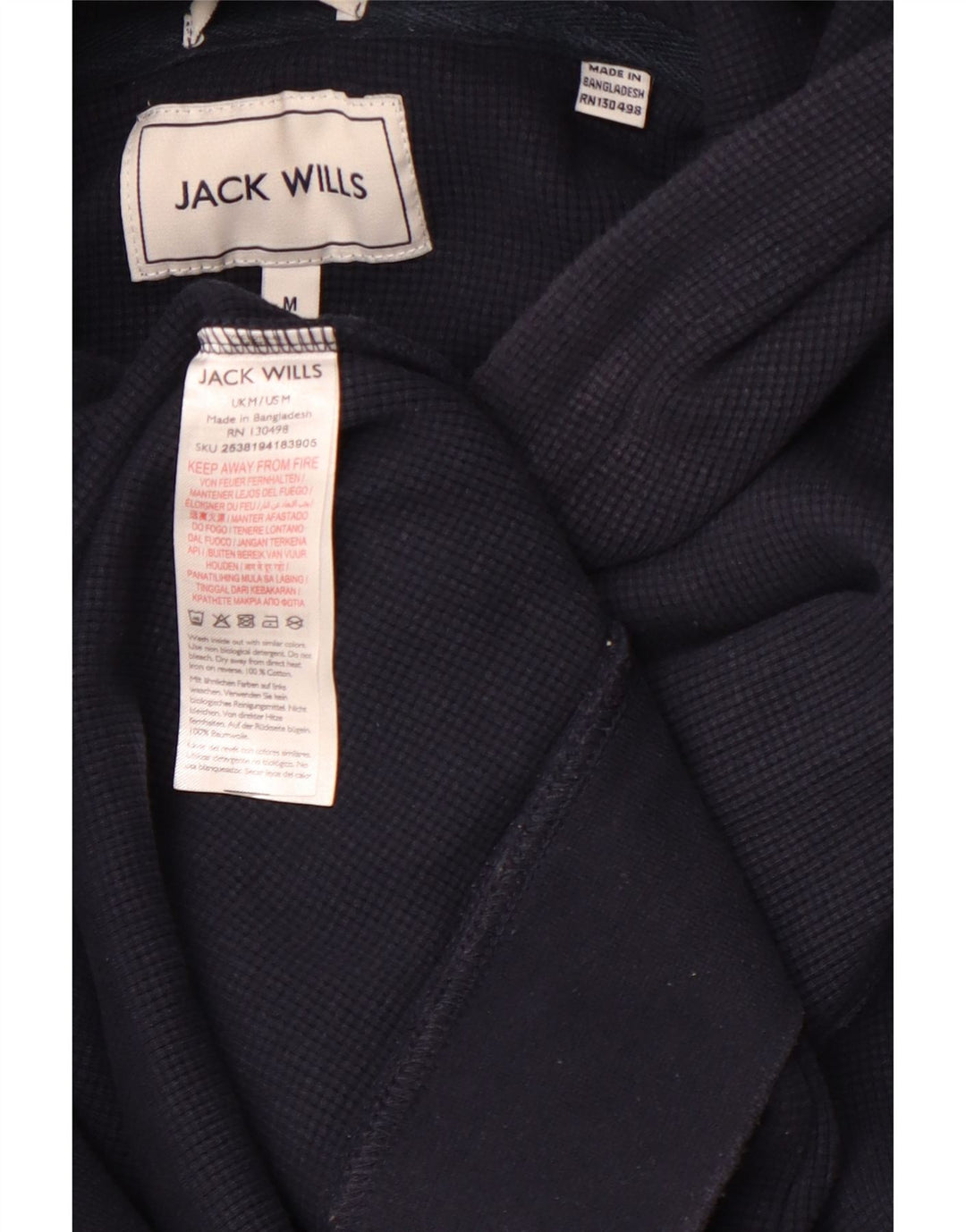 JACK WILLS Suéter masculino com capuz médio algodão azul marinho