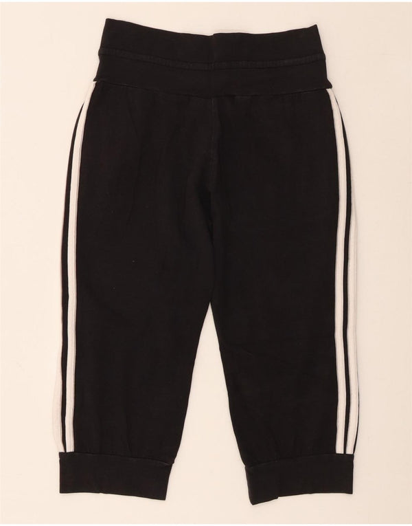 Adidas Womens Capri Calças de treino Joggers UK 10 Pequeno Algodão Preto