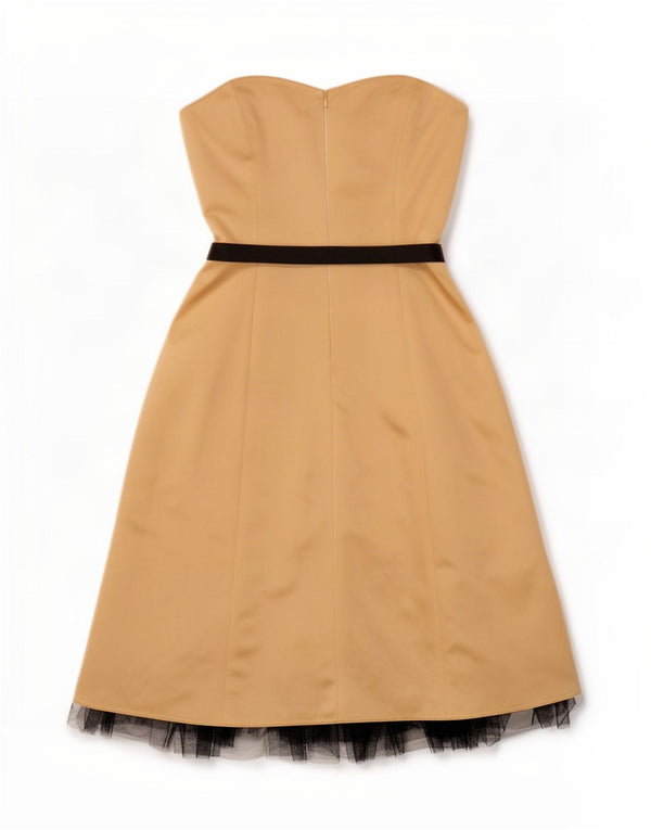 Vestido feminino sem alças da Principles UK 14 grande dourado colorblock poliéster