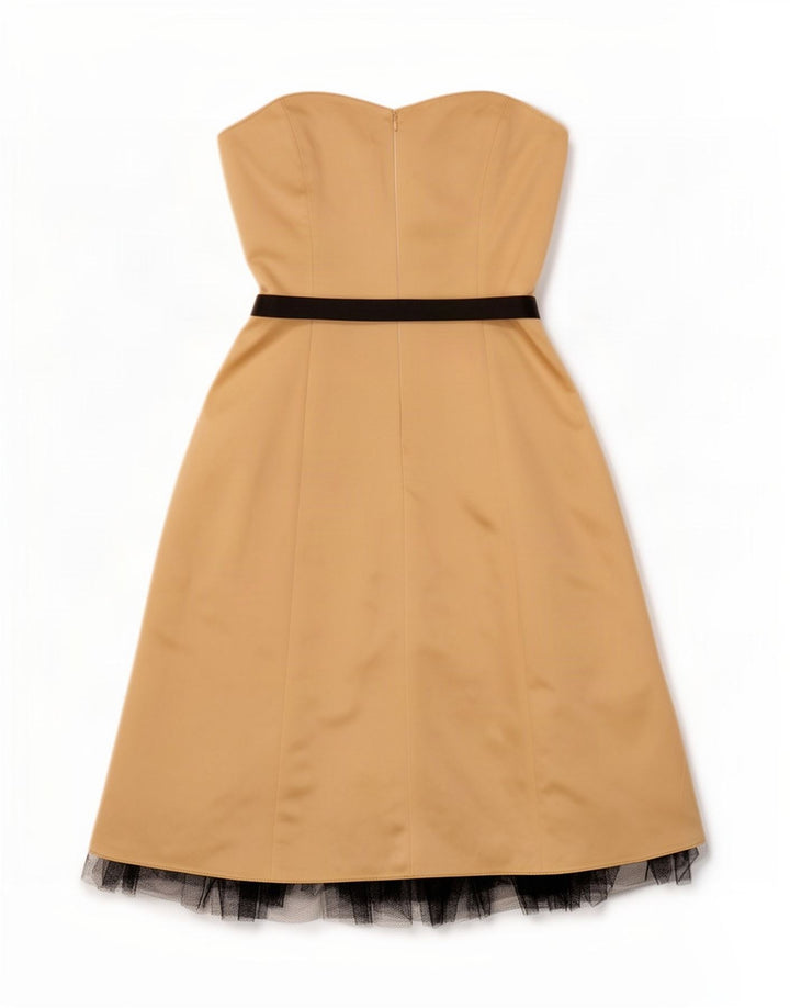 Vestido feminino sem alças da Principles UK 14 grande dourado colorblock poliéster