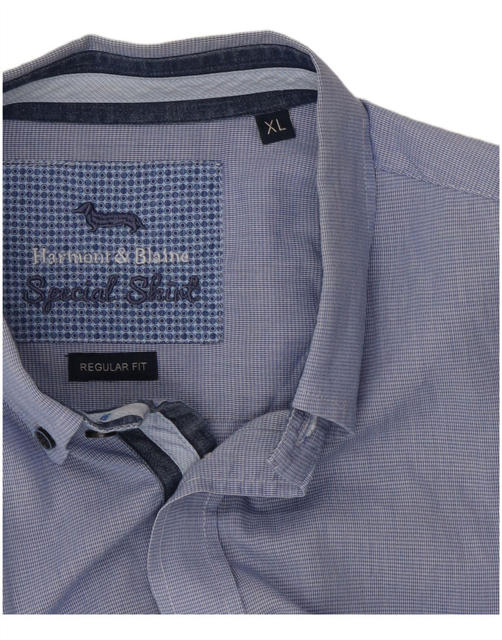 Camisa masculina de ajuste regular Harmont & Blaine XL azul houndstooth