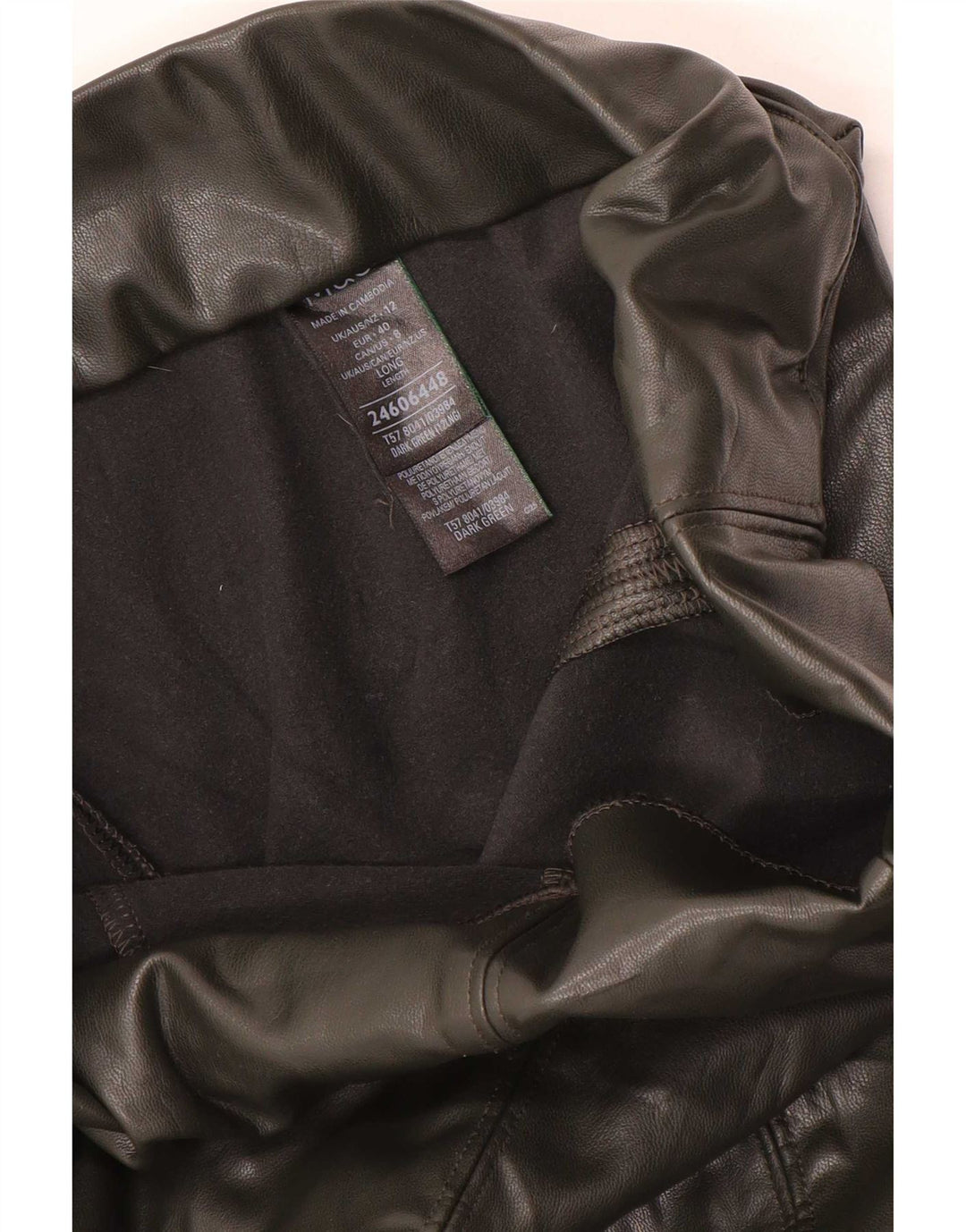 Leggings femininas de couro sintético Marks & Spencer Reino Unido 12 verde médio