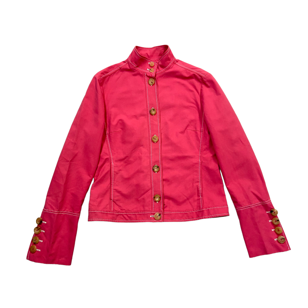 Michael Kors Womens Jacket | Vintage High End Designer Pink Button Up Cotton Vintage Messina Hembry and Second-Hand Messina Hembry from Messina Hembry 
