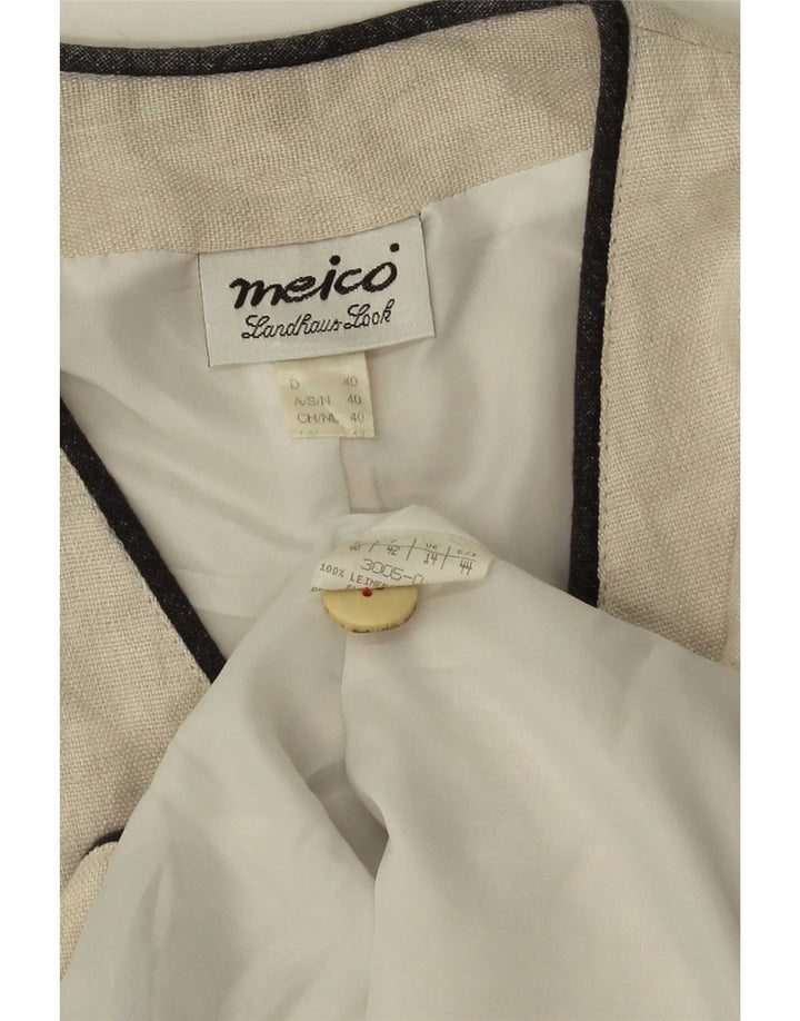 Colete feminino Meico UK 14 linho branco médio