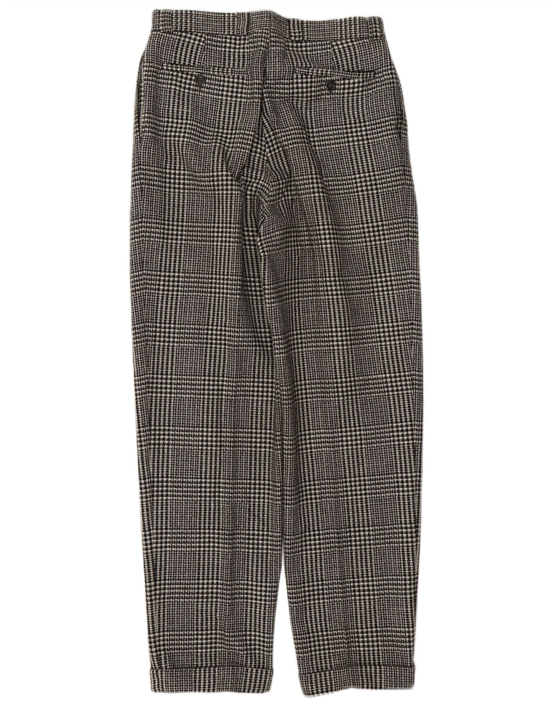 Calça de terno masculina vintage W30 L32 xadrez cinza