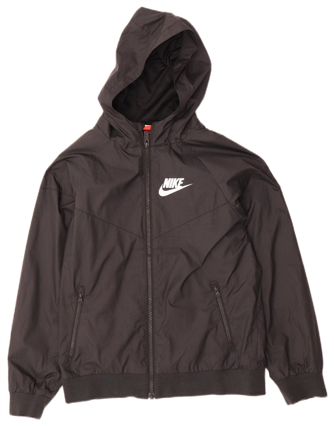 Jaqueta de chuva feminina Nike com capuz UK 12 poliéster preto médio