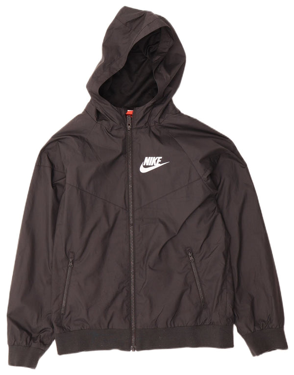 Jaqueta de chuva feminina Nike com capuz UK 12 poliéster preto médio