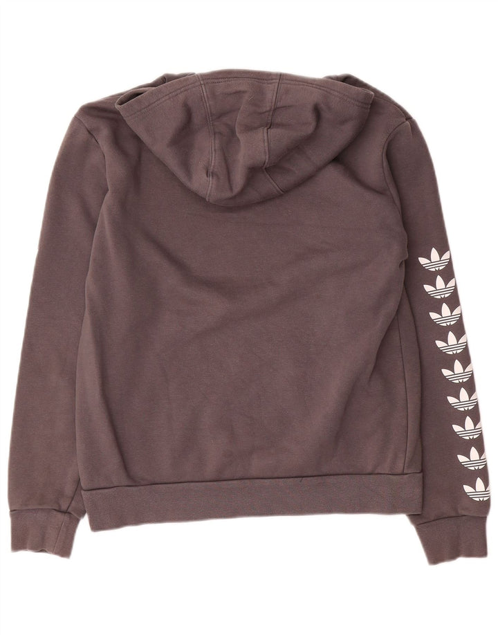 ADIDAS Meninas Graphic Hoodie Jumper 13-14 Anos Cinza Algodão