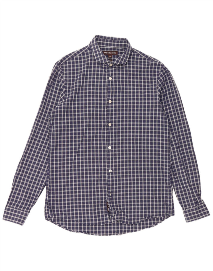 Camisa masculina MICHAEL KORS Slim Fit média xadrez azul marinho