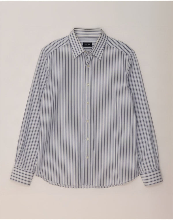 Camisa masculina Massimo Dutti tamanho 44 grande algodão listrado azul
