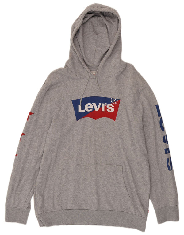 LEVI'S moletom com capuz gráfico masculino XL algodão cinza