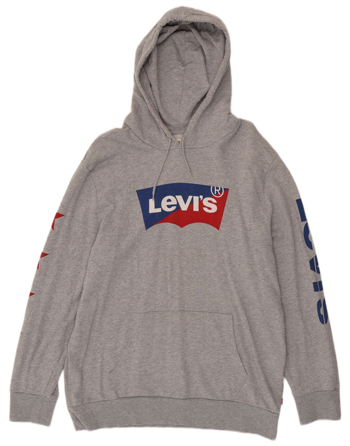 LEVI'S moletom com capuz gráfico masculino XL algodão cinza