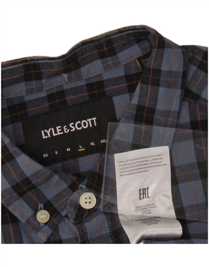 Camisa masculina LYLE & SCOTT grande algodão xadrez azul marinho