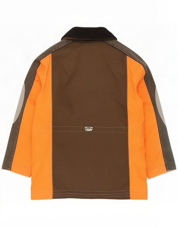 Jaqueta corta-vento masculina vintage UK 42 XL marrom Colourblock poliamida