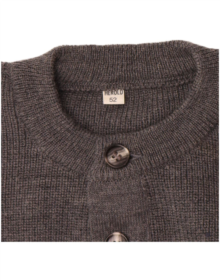 Suéter vintage masculino com gola redonda IT 52 grande cinza