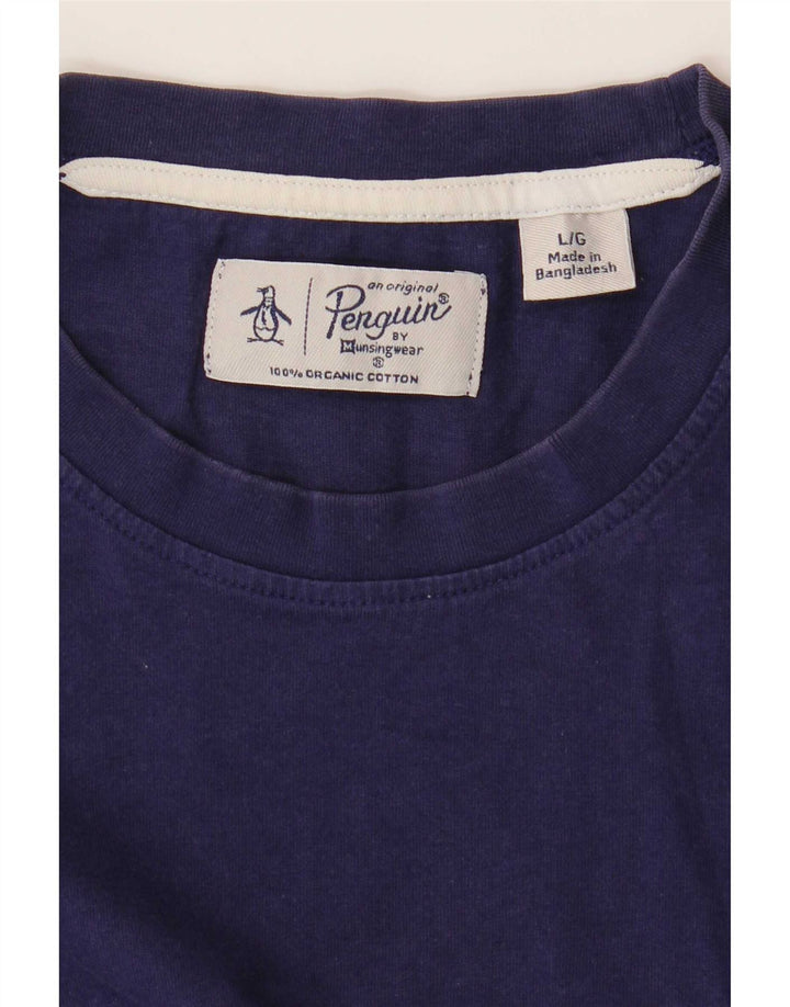 Camiseta masculina Penguin Top grande algodão azul marinho