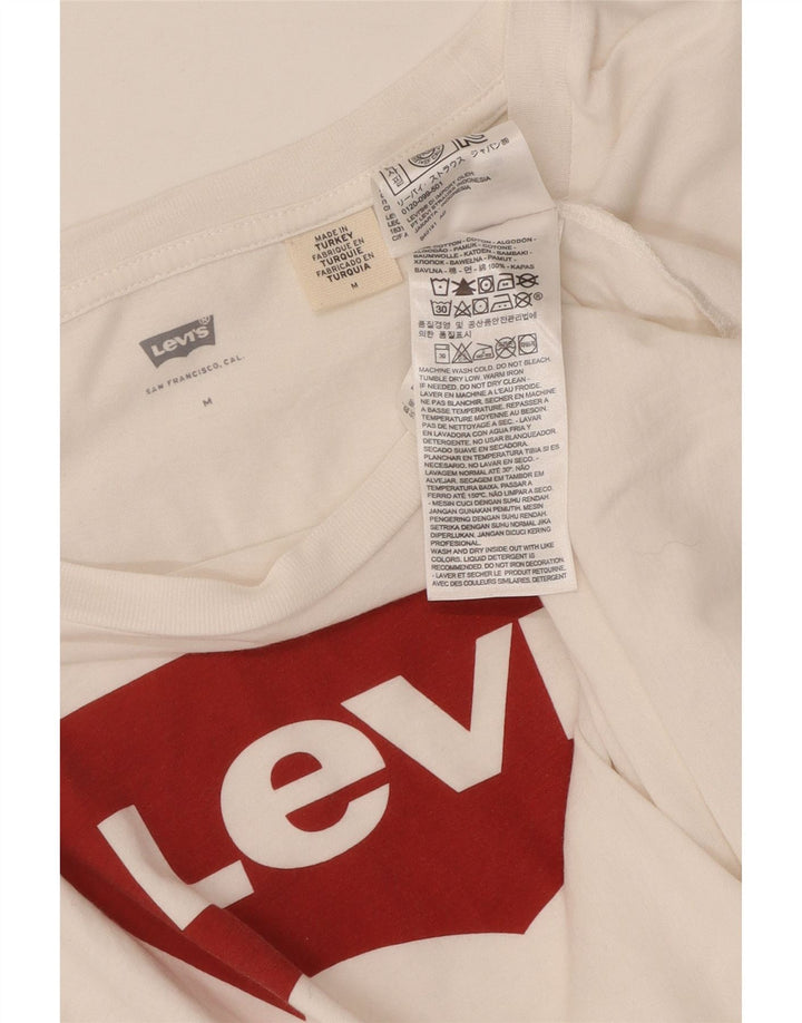 Camiseta feminina gráfica Levi's UK 12 algodão branco médio