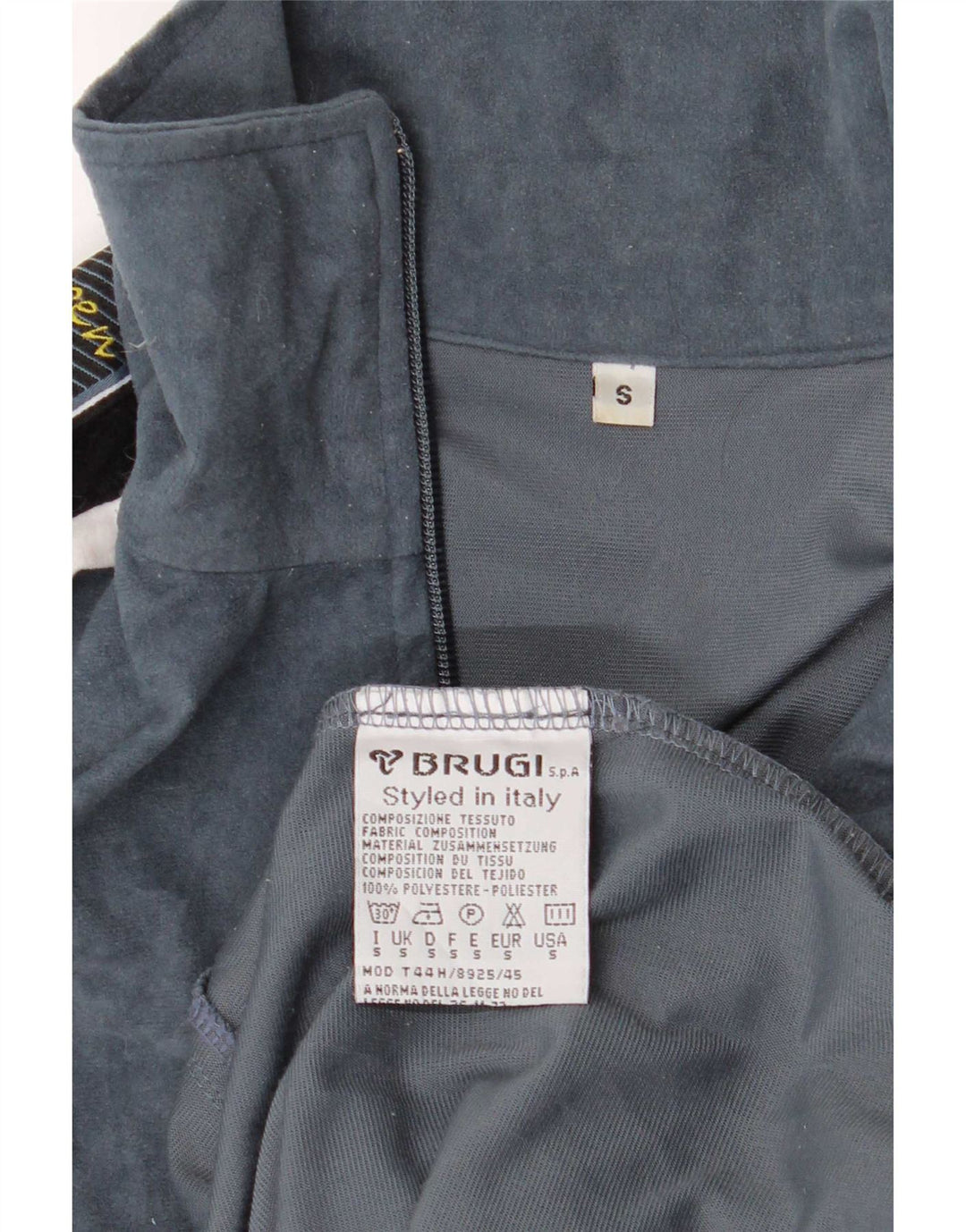 Brugi Mens Graphic Velour Tracksuit Top Jacket pequeno bloco cinza