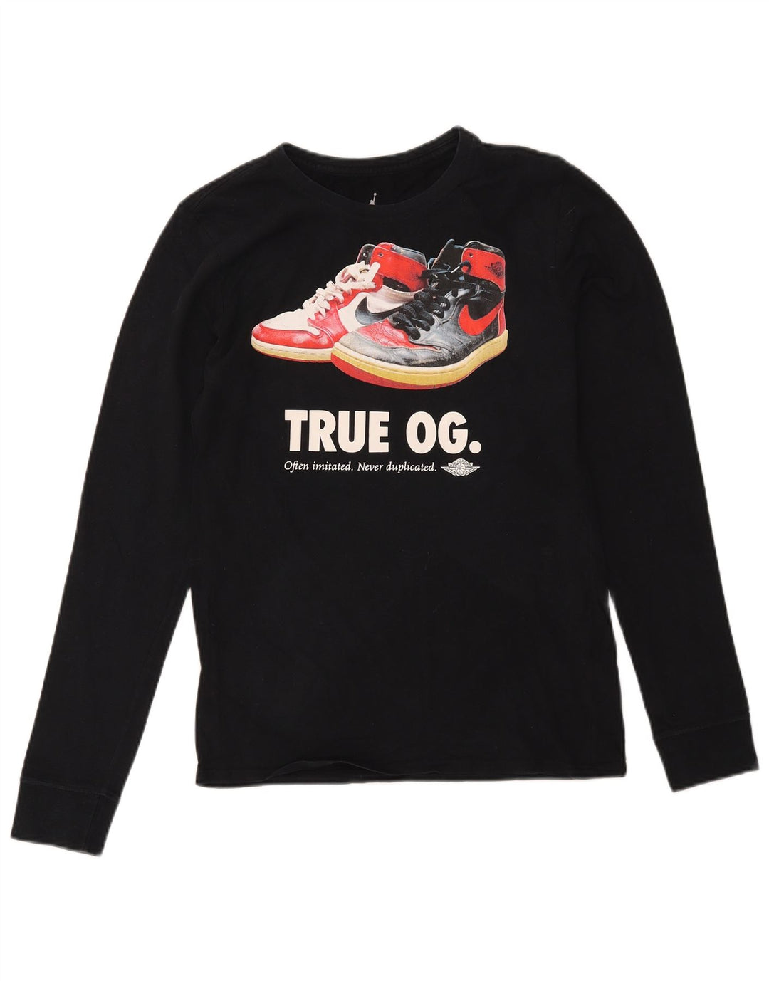 Top gráfico masculino Jordan manga comprida pequeno algodão preto