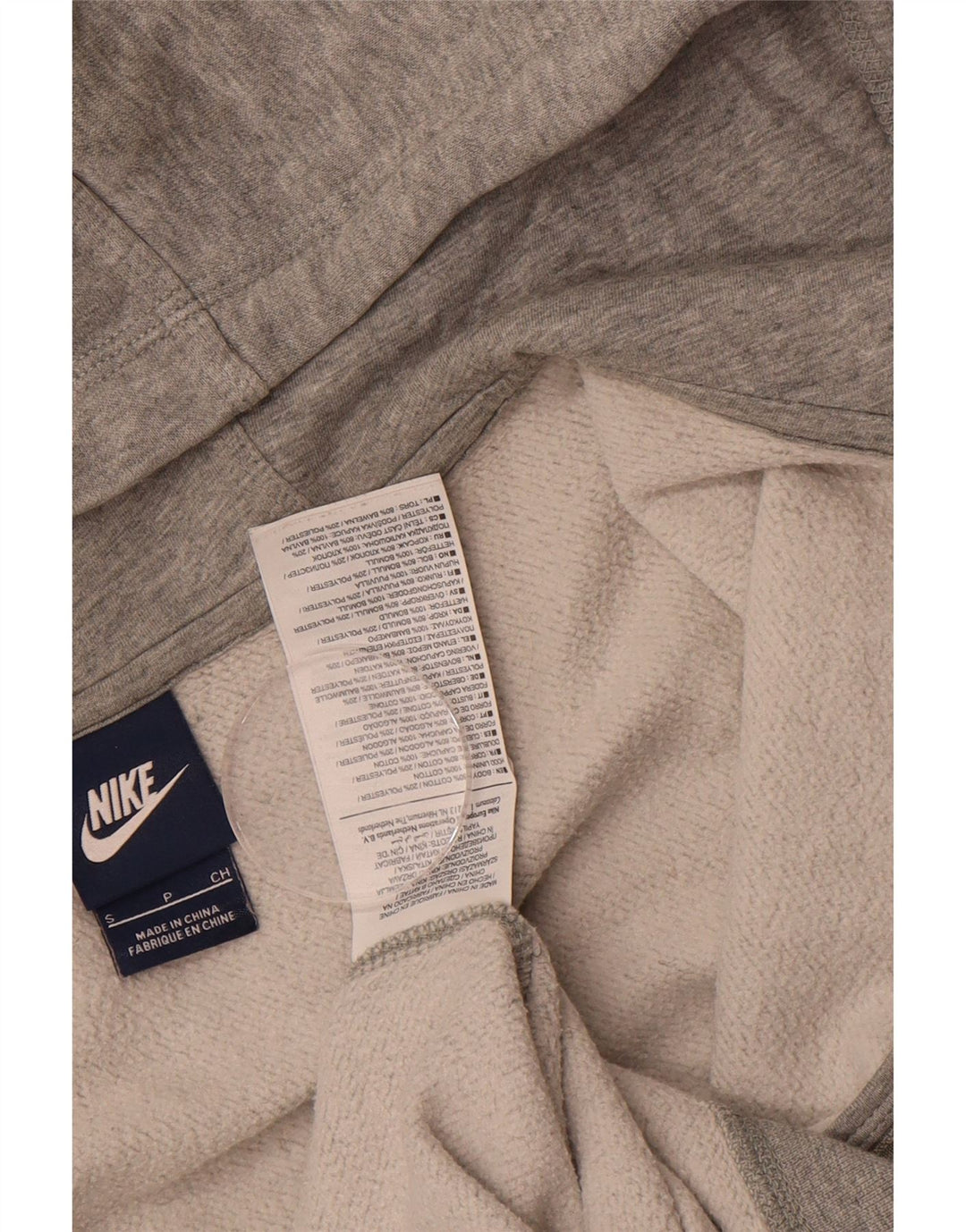 Suéter masculino NIKE com capuz e zíper pequeno cinza algodão