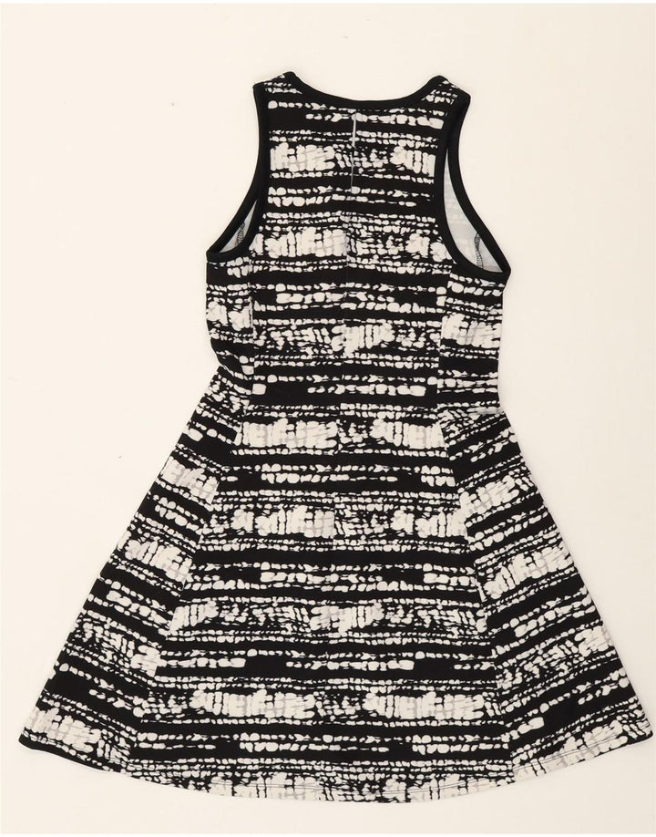 Vestido feminino MOSSIMO sem mangas evasê UK 10 pequeno preto manchado