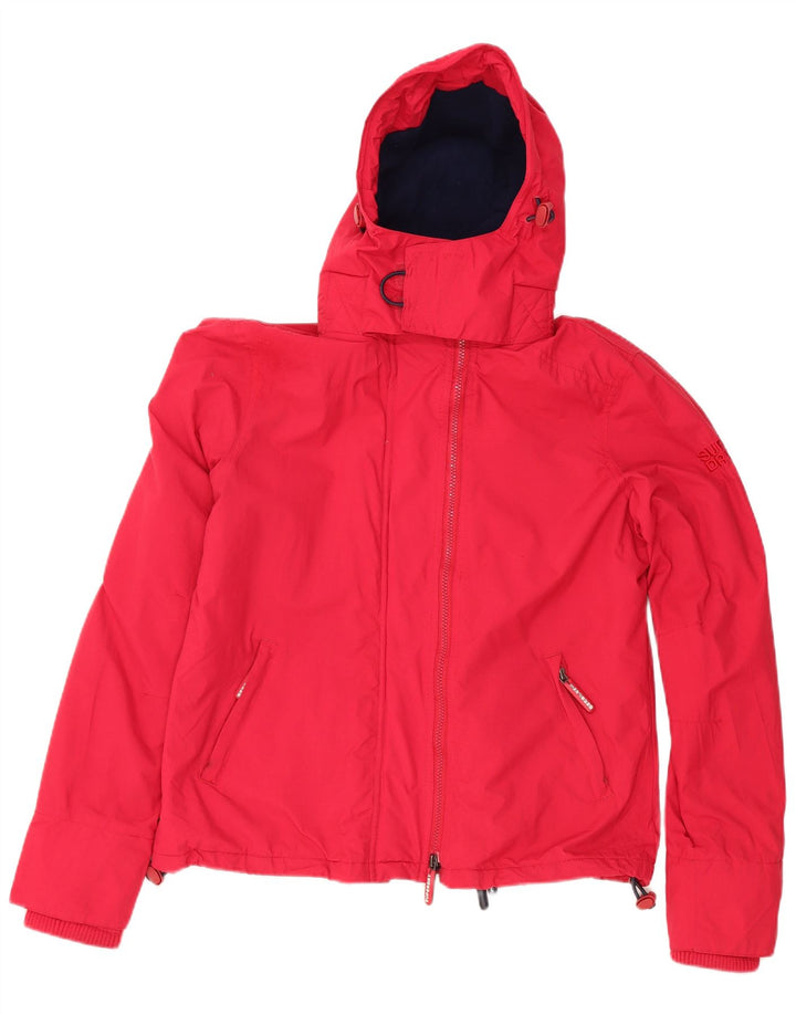 Jaqueta corta-vento feminina Superdry com capuz e blusão UK 16 grande vermelho