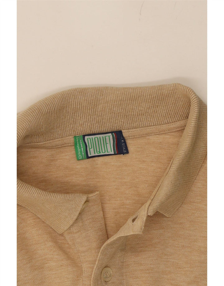 SERGIO TACCHINI Mens Polo Shirt Medium Beige Vintage Sergio Tacchini and Second-Hand Sergio Tacchini from Messina Hembry 