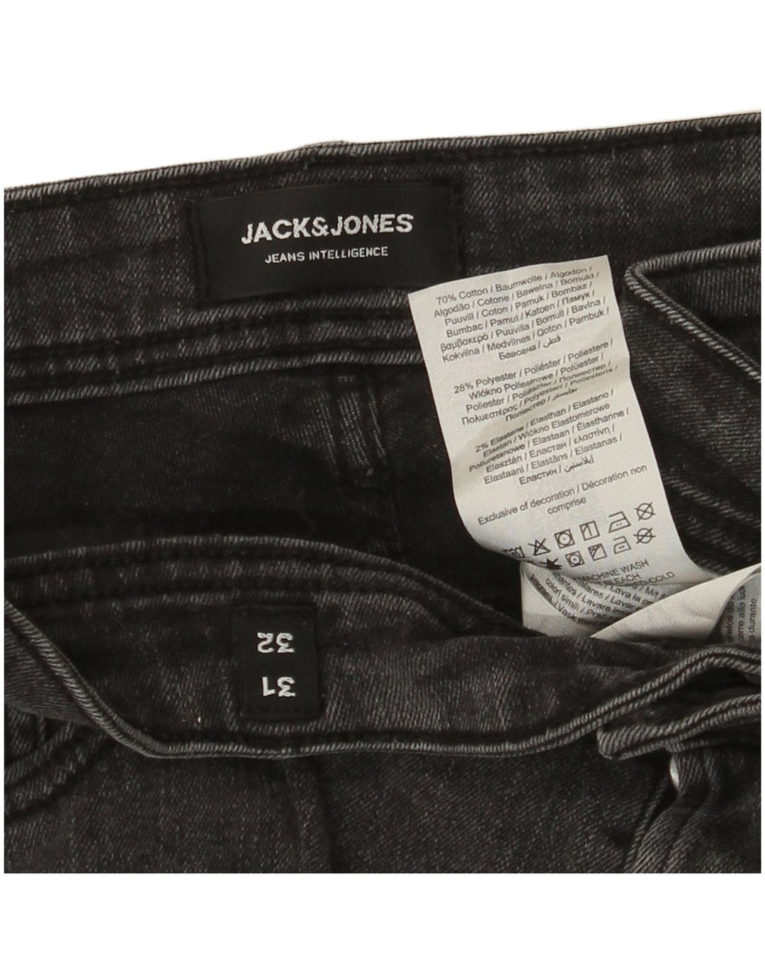 Jeans masculinos Jack & Jones Slim W31 L32 algodão cinza