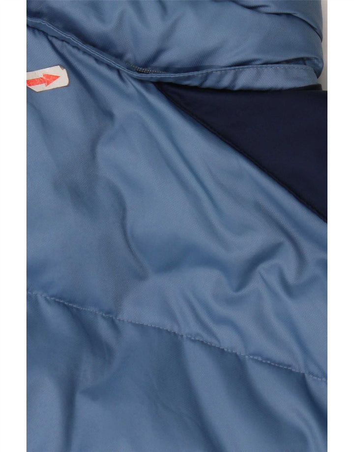 Jaqueta acolchoada masculina Adidas UK 40 grande bloco colorido azul nylon