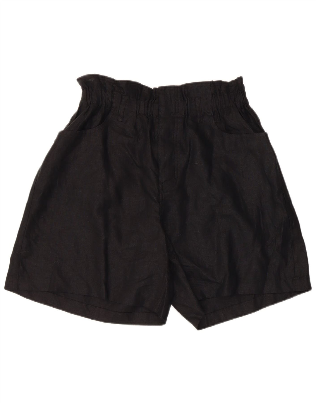 Shorts casuais femininos de cintura alta BENETTON Reino Unido 14 grande W32 linho preto