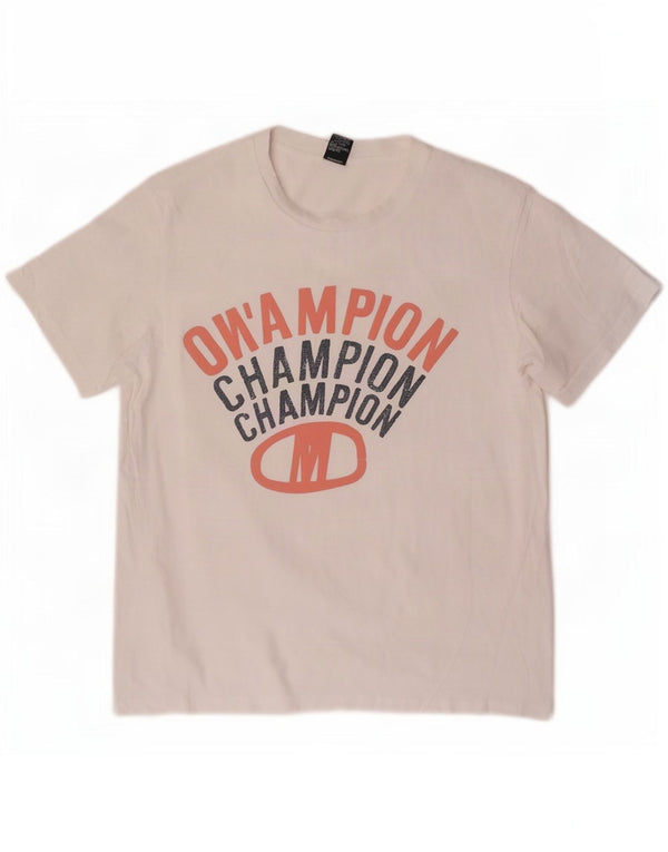 Camiseta gráfica masculina Champion Top Médio Branco