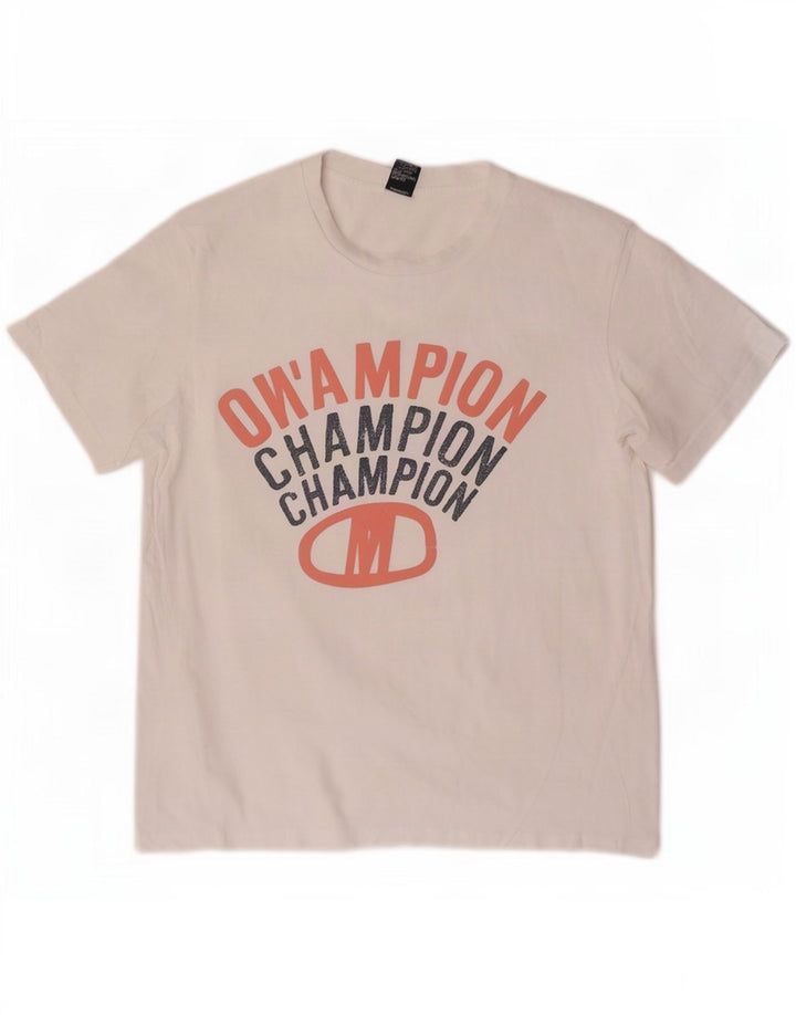 Camiseta gráfica masculina Champion Top Médio Branco