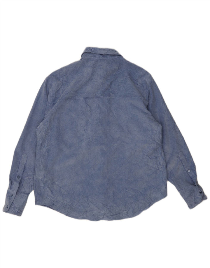 Camisa de lã feminina Zara UK 14 poliéster tie-dye azul médio