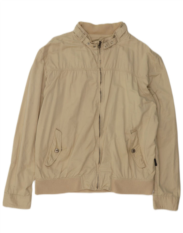Jaqueta bomber masculina Sergio Tacchini UK 44 2XL algodão bege