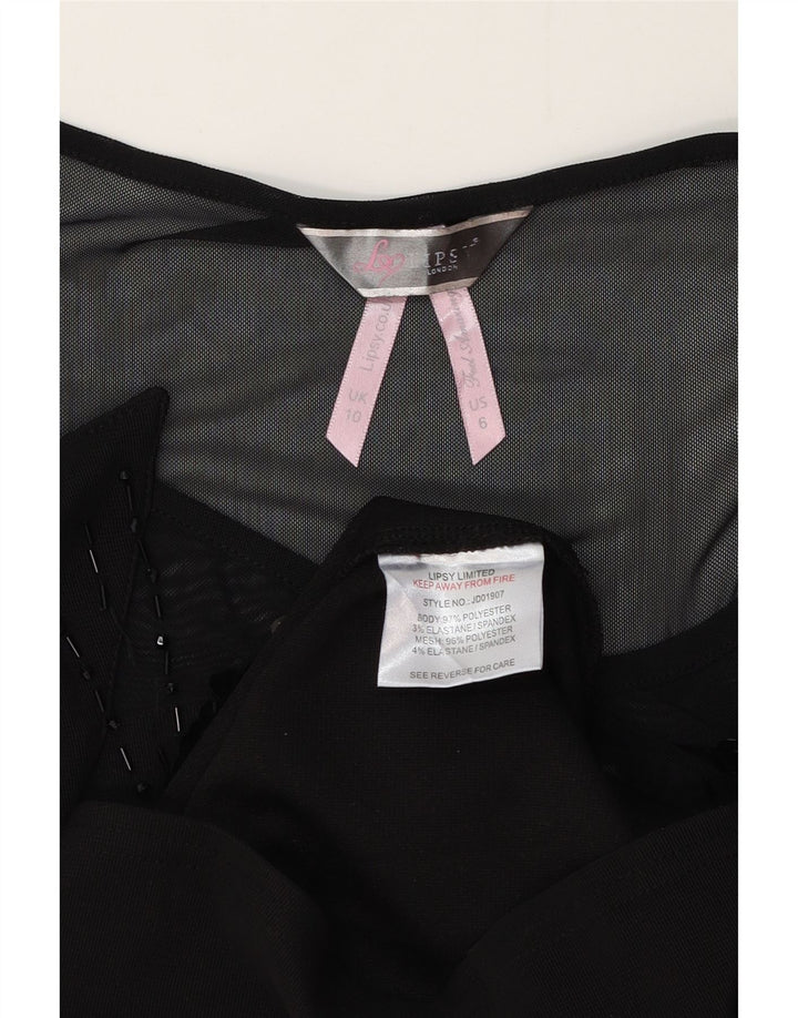 Vestido bodycon feminino Lipsy UK 10 pequeno poliéster preto