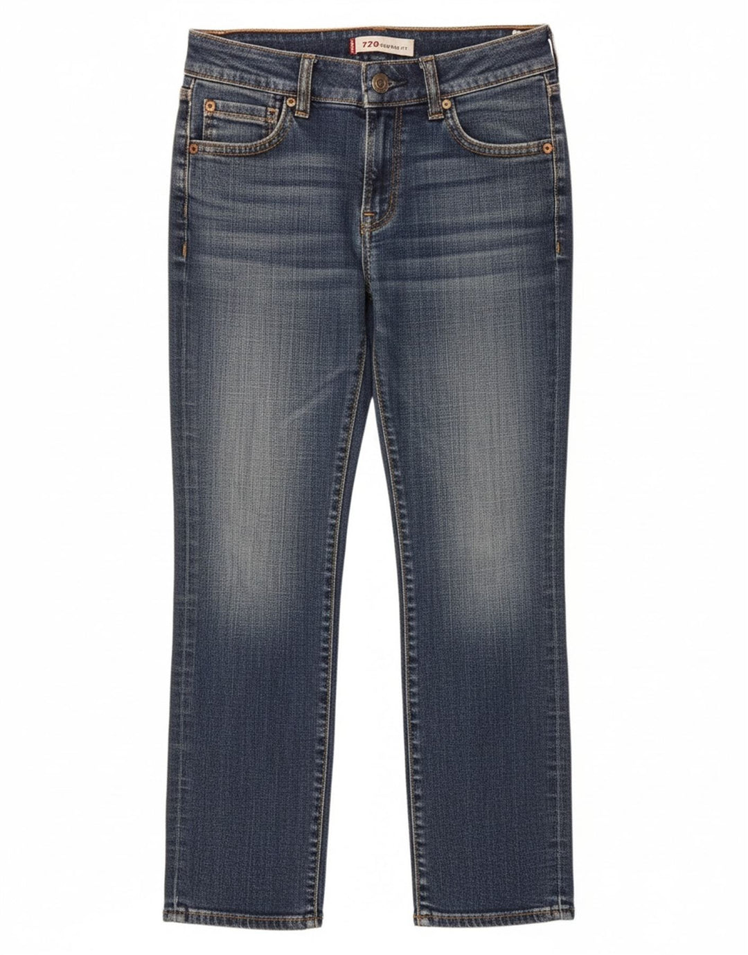 Levi's feminino 570 jeans retos W28 L26 algodão azul