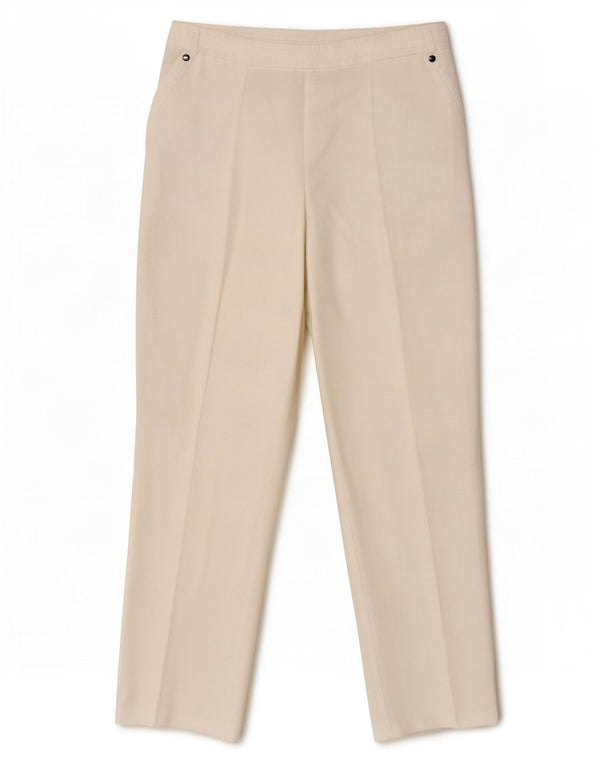 Calça feminina reta casual Marks & Spencer Reino Unido 12 médio W30 L27 branca
